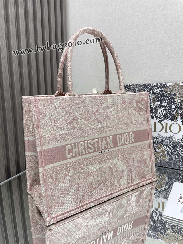 Dior专柜新款TOTE包迪奥高仿原单经典粉老虎中号购物袋手提托特包 djfk1379